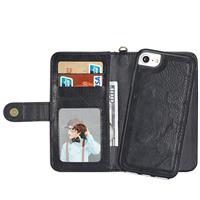 For iPhone 8 & 7 PU Detachable Horizontal Flip Protective Leather Case with Card Slots & Wallet & Photo Frame (Black)