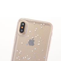 For iPhone X Dream Sky Style Transparent Epoxy Dripping + Star Glitter Powder Soft Protective Case