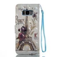 For Samsung Galaxy S8+ / G9550 Eiffel Tower Pattern Flip Leather Case with Holder & Card Slots & Wallet & Lanyard