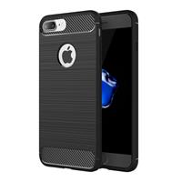 For iPhone 8 Plus & 7 Plus Brushed Texture Fiber TPU Rugged Armor Protective Case(Black)