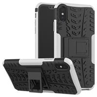 Anti-Slip iPhone XS Max Hybrid Case met Standaard - Wit / Zwart