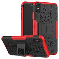 Anti-Slip iPhone XS Max Hybrid Case met Standaard - Rood / Zwart