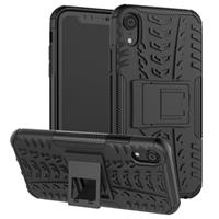 iPhone XR Anti-Slip Hybrid Case met Standaard Functie - Zwart