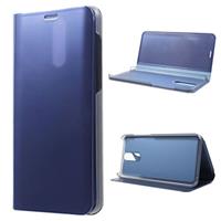 Luxury Mirror View Huawei Mate 10 Lite Flip Cover - Blauw