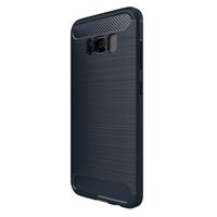 huismerk Samsung Galaxy S8 Plus Geborsteld koolstofvezel structuur schokbestendig TPU back cover Hoesje (donker blauw)