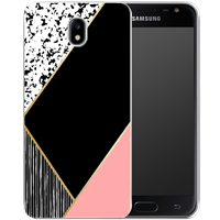 Samsung Galaxy J7 2017 Uniek TPU Hoesje Black Pink Shapes