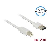 delock Kabel EASY-USB 2.0 Typ-A Stecker > USB 2.0 Typ-B Stecker 2 m we