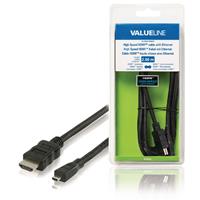 Valueline High Speed HDMI-kabel met ethernet HDMI-connector - HDMI micro-connector 2,00 m zwart