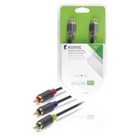 Component video kabel 3x RCA male - 3x RCA male 2,00 m grijs - 