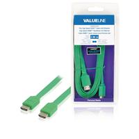 Valueline Platte High Speed HDMI kabel met ethernet HDMI-connector - HDMI-connector 2,00 m groen