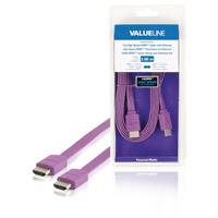 Valueline Platte High Speed HDMI kabel met ethernet HDMI-connector - HDMI-connector 2,00 m paars