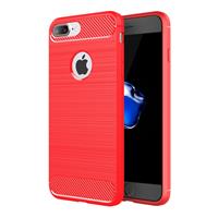 Apple Voor iPhone 8 Plus & 7 Plus geborsteld textuur Fiber TPU ruige Armor beschermende Case(Red)