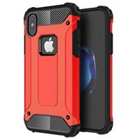 Apple iPhone X Robuust pantser beschermend TPU + plastic back cover Hoesje (rood)