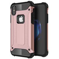 Apple iPhone X Robuust pantser beschermend TPU + plastic back cover Hoesje (roze goudkleurig)