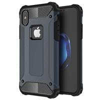 Apple iPhone X Robuust pantser beschermend TPU + plastic back cover Hoesje (marine blauw)