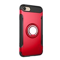 Apple Voor iPhone 8 & 7 telefoon Ring Armor TPU + PC 360 graden rotatie magnetische telefoon Ring Stent combinatie Case(Red)