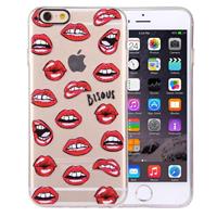 Apple Voor iPhone 6 Plus & 6s Plus Embossment rode lippen patroon zachte TPU beschermende Case(Red)