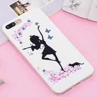 Apple For iPhone 8 Plus & 7 Plus Noctilucent IMD Dancing Girl Pattern Soft TPU Back Case Protector Cover