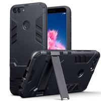 Qubits Double Armor Layer hoes met stand - Huawei P Smart - zwart