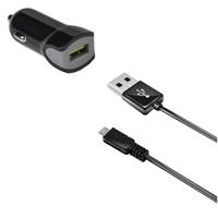 Celly autolader USB 12/24V 2.4A + Micro USB datakabel zwart