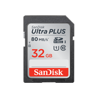 SANDISK Ultra Plus SDHC / SDXC Geheugenkaart 32 GB 80 MB/s
