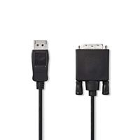 Nedis DisplayPort DVI kabel DisplayPort male DVI D 24+1 pins male 2,0 m Zwart