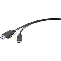 Renkforce USB 3.0 Aansluitkabel [1x USB 3.1 stekker Aâ - 1x USB-C stekker] 1 m Zwart Schroefbaar