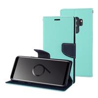 huismerk MERCURY GOOSPERY FANCY dagboek voor Galaxy S9 PLUS Kruis textuur horizontale Flip lederen draagtas met kaartsleuven & portemonnee & houder (mintgroen)