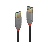 LINDY USB 3.0 Verlengkabel [1x USB 3.0 stekker A - 1x USB 3.0 bus A] 0.5 m Zwart