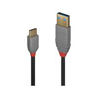 LINDY USB 2.0 Aansluitkabel [1x USB-A 2.0 stekker - 1x USB-C stekker] 0.5 m Zwart