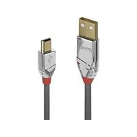 Lindy 36631 1m USB A Mini-USB B Mannelijk Mannelijk Grijs USB-kabel