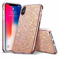 iPhone X hoes roze glinsters chique design zacht