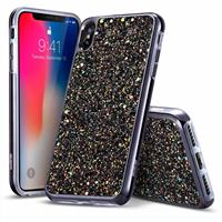 iPhone X hoes zwarte glinsters chique design zacht