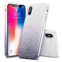 iPhone X hoes zilver naar zwarte glitters chique design zacht TPU