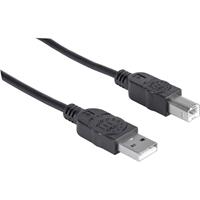 manhattan USB 2.0 Anschlusskabel [1x USB 2.0 Stecker A - 1x USB 2.0 Stecker B] 5.00m Schwarz