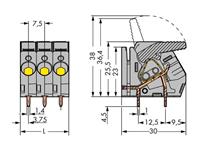 WAGO 2706-153 Veerkrachtklemblok 6.00 mm² Aantal polen 3 Grijs 55 stuk(s)