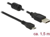 delock Kabel USB 2.0 Typ-A Stecker > USB 2.0 Micro-B Stecker 1,5 m sch