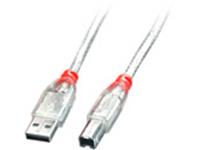 LINDY USB 2.0 Anschlusskabel [1x USB 2.0 Stecker A - 1x USB 2.0 Stecker B] 2.00m Transparent