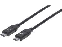 Manhattan USB-kabel USB 2.0 USB-C stekker, USB-C stekker 2.00 m Zwart 355247