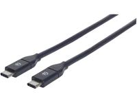 Manhattan USB-kabel USB 3.2 Gen2 (USB 3.1 Gen2) USB-C stekker, USB-C stekker 50.00 cm Zwart 354899