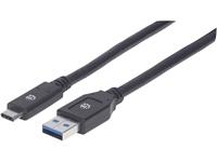 manhattan USB 3.1 (Gen 1) Anschlusskabel [1x USB 3.0 Stecker A - 1x USB 3.0 Stecker C] 3.00m Schwarz
