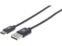 Manhattan USB-kabel USB 2.0 USB-A stekker, USB-C stekker 0.50 m Zwart 354912