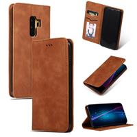 huismerk Retro huid feel Business magnetische horizontale Flip lederen case voor Samsung Galaxy S9 plus (bruin)