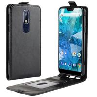 Nokia 7.1 Verticale Flip Cover met Creditcard-slot - Zwart