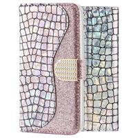 Croco Bling Samsung Galaxy A70 Wallet Case - Zilver