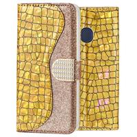 Croco Bling Samsung Galaxy A20e Wallet Case - Goud