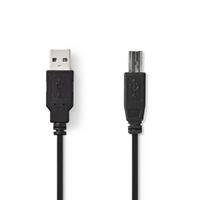 Nedis USB-Kabel / USB 2.0 / USB-A Stecker / USB-B Stecker / 480 Mbps / Vernickelt / 5.00 m / rund / PVC / Schwarz / Plastikbeutel