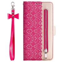 Lace Pattern iPhone X / iPhone XS Portemonnee-hoesje - Hot Pink