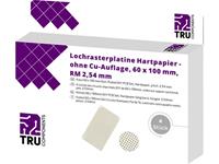 TRU Components Printplaat Zonder Cu-laag Hardpapier (l x b) 100 mm x 60 mm 35 Âµm Rastermaat 2.54 mm Inhoud 4 stuks