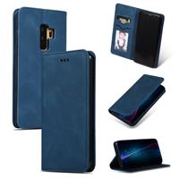 huismerk Retro huid voelen Business magnetische horizontale Flip lederen case voor Samsung Galaxy S9 plus (marineblauw)